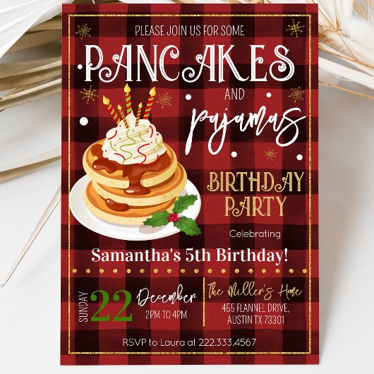 パンケーキとパジャマのクリスマスパーティー 招待状