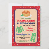 パンケーキとパジャマのクリスマスパーティー 誕生日 青 招待状 (正面)