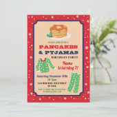 パンケーキとパジャマのクリスマスパーティー 誕生日 青 招待状 (スタンド正面)