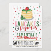 パンケーキとパジャマのクリスマス誕生日招待状 招待状 (正面/裏面)