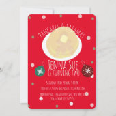 パンケーキとパジャマのスリープオーバー ガールズ | クリスマス 招待状 (正面)