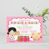 パンケーキとパジャマのスリープオーバー パーティー 招待状 (スタンド正面)