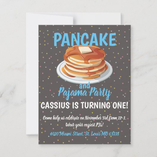パンケーキとパジャマのパーティー 招待状 (正面)