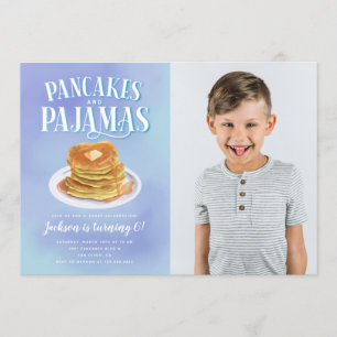 パンケーキとパジャマの少年の誕生日パーティー 招待状