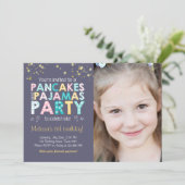 パンケーキとパジャマの誕生日の招待状ガールピンク 招待状 (スタンド正面)