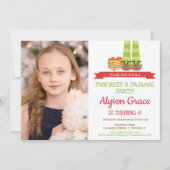 パンケーキとパジャマの誕生日パーティーの写真 招待状 (正面)