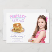 パンケーキとパジャマスガールバースデーパーティーの写真 招待状 (正面)