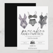 パンケーキとパンティー ランジェリー ブライダルシャワー 招待状 (正面/裏面)