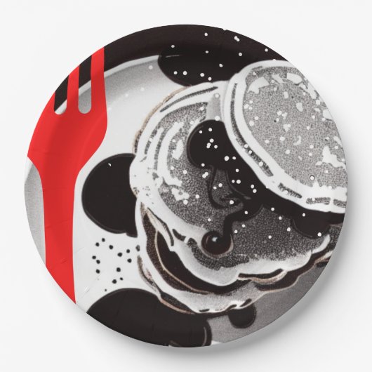 パンケーキとフォーク紙プレート ペーパープレート (正面)