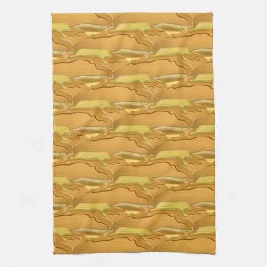 パンケーキとメープルシロップ可愛い柄 キッチンタオル (縦)