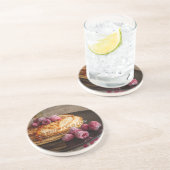 パンケーキの積み重ねに積み重ねたラズベリーフランスの。 コースター (側面)