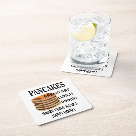 パンケーキは毎時を幸せな1時間にする スクエアペーパーコースター (インサイチュ)