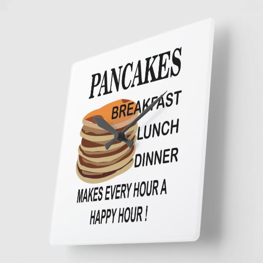 パンケーキは毎時を幸せな1時間にする スクエア壁時計 (傾斜)