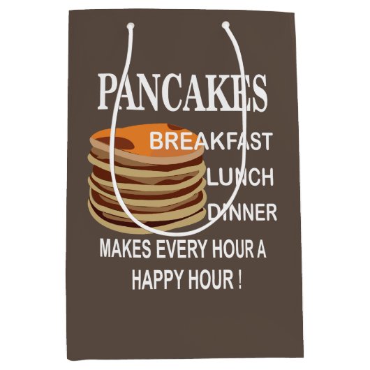 パンケーキは毎時を幸せな1時間にする ミディアムペーパーバッグ (正面)