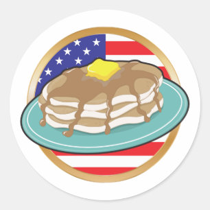 パンケーキアメリカ国旗 ラウンドシール