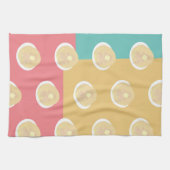 パンケーキシロップ滴下ピンクカラフルティール（緑がかった色）イエロー キッチンタオル (横)