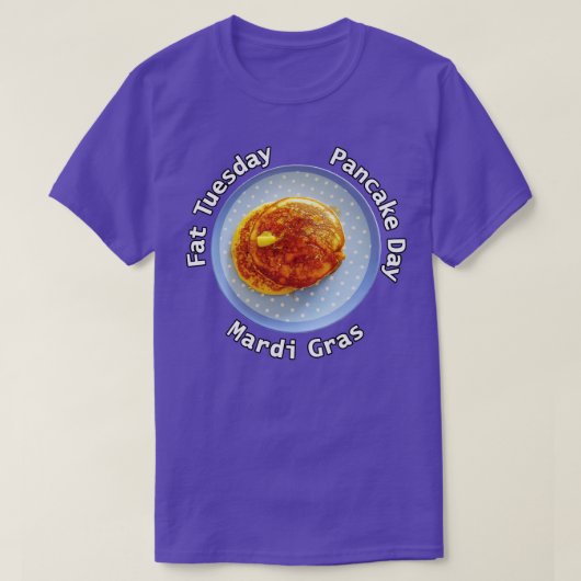 パンケーキデイ脂肪火曜食べ物タイポグラフィ Tシャツ (デザイン正面)