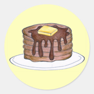 パンケーキフラップジャックバターシロップパンケーキステッカー ラウンドシール
