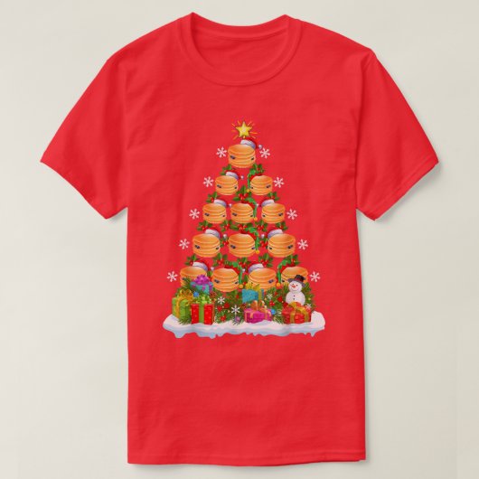 パンケーキフードラバークリスマスホリデーサンタパンケーキチ Tシャツ (デザイン正面)