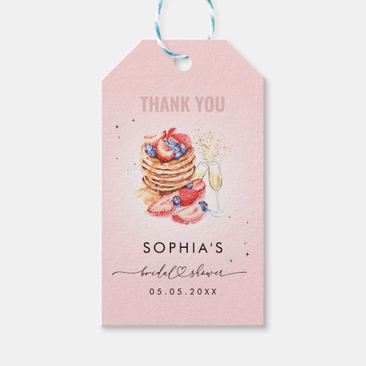 パンケーキブランチバブリンピンクブライダルシャワーサンキューベイジン ギフトタグ (正面)