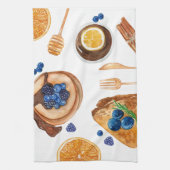 パンケーキモダンズキッチン美しい朝食 キッチンタオル (縦)