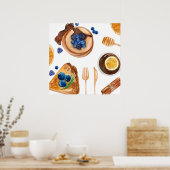 パンケーキモダンズキッチン美しい朝食 ポスター (キッチン)