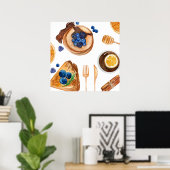 パンケーキモダンズキッチン美しい朝食 ポスター (ホームオフィス)