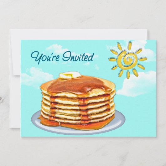 パンケーキ朝食日曜日、空及び雲 招待状 (正面)