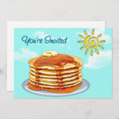 パンケーキ朝食日曜日、空及び雲 招待状 (正面/裏面)
