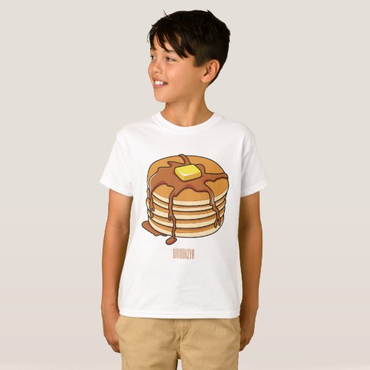 パンケーキ漫画イラストレーション Tシャツ (正面フル)