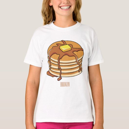 パンケーキ漫画イラストレーション Tシャツ (正面)