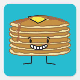 パンケーキ積み重ねのバターシロップの柔らかい朝食 スクエアシール