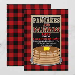 パンケーキ素朴&パジャマスレッドブラックバッファロープレイド 招待状