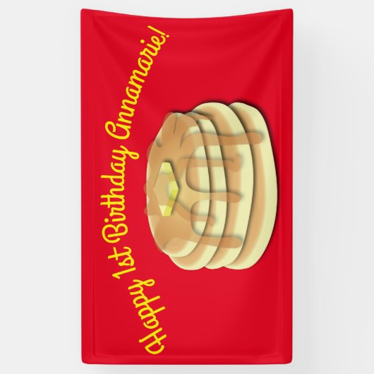 パンケーキ誕生日パーティーがかわいい子どもたちをフラップジャック 横断幕 (縦)