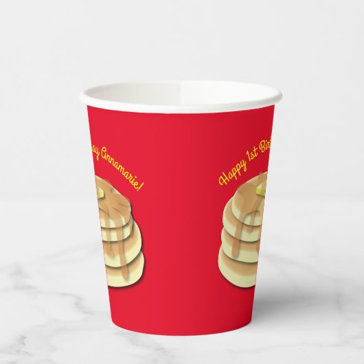 パンケーキ誕生日パーティーがかわいい子どもたちをフラップジャック 紙コップ (左)