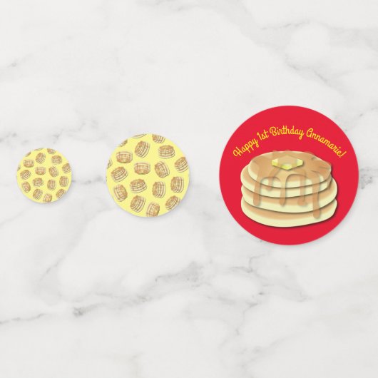 パンケーキ誕生日パーティーフラップジャックかわいい子供たち コンフェッティ (正面)