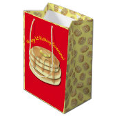 パンケーキ誕生日パーティーフラップジャックかわいい子供たち ミディアムペーパーバッグ (裏面アングル)