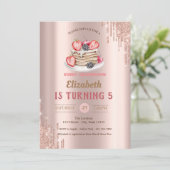 パンケーキ、バラ金ゴールドドリップ誕生日 招待状 (スタンド正面)