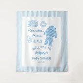 パンケーキ、パシズ&PJs 男の子ベビーシャワー歓迎 タペストリー (正面)