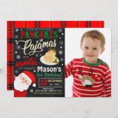 パンケーキ&パジャマクリスマス誕生日パーティーの招待状 招待状 (正面/裏面)
