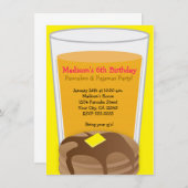 パンケーキ&パジャマスイエローブランチパーティの招待状 招待状 (正面/裏面)