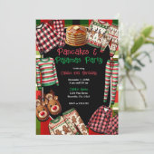 パンケーキ&パジャマスクリスマスPJのパーティー誕生日 招待状 (スタンド正面)