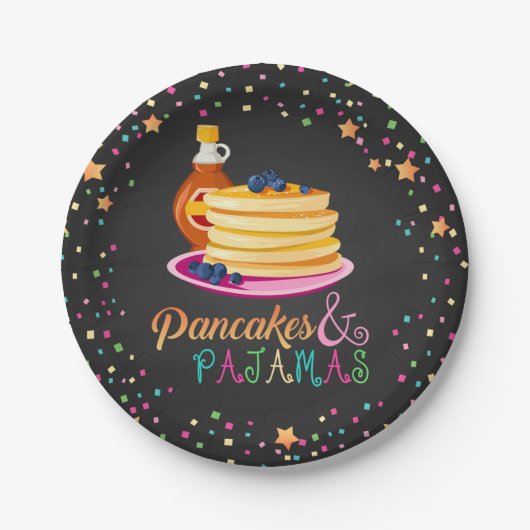 パンケーキ&パジャマスプレート- Blk ペーパープレート (正面)