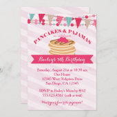 パンケーキ&パジャマズガール誕生日招待状 招待状 (正面/裏面)