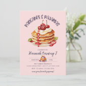 パンケーキ |パジャマパーティー |ピンクガールの誕生日 招待状 (スタンド正面)