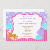 パンケーキ&パジャマ誕生日招待状 招待状 (正面/裏面)