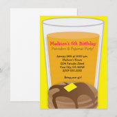 パンケーキ＆パジャマ 黄色のブランチパーティー招待状 招待状 (正面/裏面)