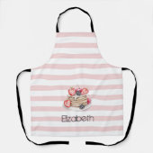 パンケーキ、ピンクストライプエプロン エプロン (正面)