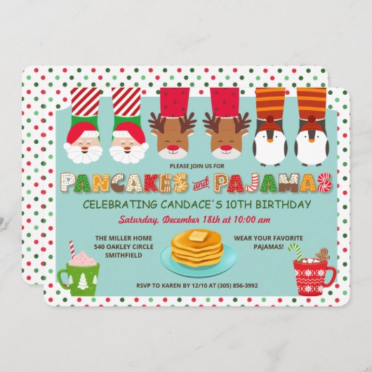 パンケーズアンドパジャマスホリデイ招待状 招待状 (正面/裏面)