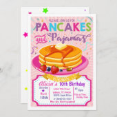 パンケーズパジャマ誕生日招待状ガールパーティー 招待状 (正面/裏面)